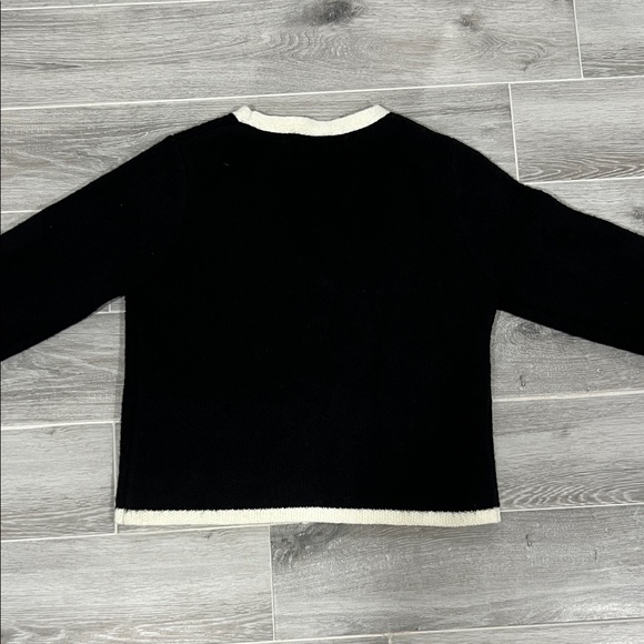 OAK + FORT Black Cardigan with Cream Trim - Picture 5 of 6